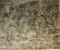 Bodhisattvas incised on Lotus Petal of the throne of the main Buddha, 8th century.