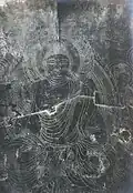 Incised image on Lotus Petal of the throne of the main Buddha, 8th century.