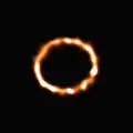 CO gas was detected inside the disk with ALMA.