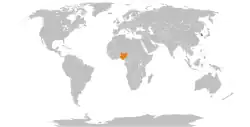 Map indicating locations of Nigeria and South Korea