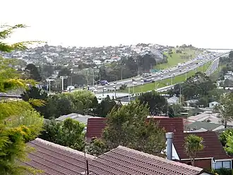 SH 1 as the Auckland Northern Motorway, looking north from Forrest Hill, North Shore