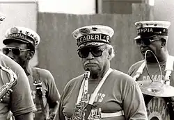 Olympia Brass Band in Hollabrunn (1986), in the center Harold Dejan