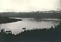Orca Harbor (the east end of Orca Inlet) from the mountain above the village of Orca, about 3 miles (4.8 km) northeast of present-day Cordova, E.S. Curtis, June 1899