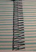 1-thread, 5⁄8 in (16 mm) wide, 12 stitches per inch (2.1 mm stitch pitch)