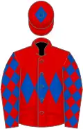 Red, Royal Blue triple diamond, diamonds on sleeves, Red cap, Royal Blue diamond