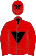 Red, black inverted triangle and star on cap