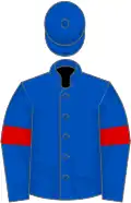 Royal blue, red armlets