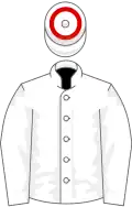 White, red hoop on cap