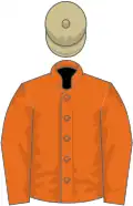 Orange, beige cap