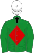 Green, red diamond, white cap