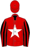 Red, White star, Black and Red striped sleeves, Red cap