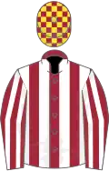 MAROON and WHITE STRIPES, maroon and yellow check cap