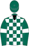 Dark green and white checked, white armlets