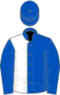 Royal blue and White halved, Royal blue sleeves and cap