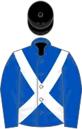 Royal Blue, White cross belts, Black cap