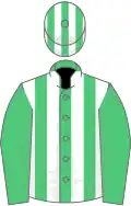 Emerald green, white stripes on body and cap