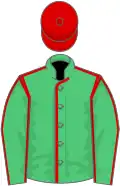 EMERALD GREEN, red seams, red cap