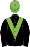 Black, light green chevron, light green cap
