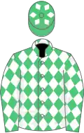 Emerald green and white diamonds