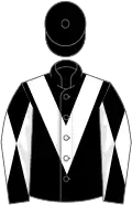 Black, white chevron, diabolo on sleeves, black cap