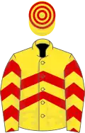 Yellow, red chevrons, hooped cap