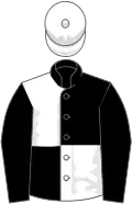 Black and white quartered, white cap