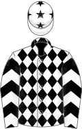 White and black diamonds, chevrons on sleeves, white cap, black stars