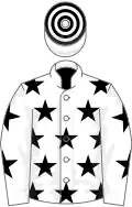 White, black stars, hooped cap