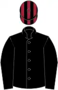 Black, black and maroon striped cap