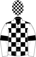 Black and White check, White sleeves, Black armlets