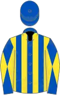 ROYAL BLUE, Yellow stripes, Royal Blue sleeves and Yellow diabolo, Royal Blue cap