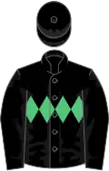 Black, emerald green triple diamond, black cap