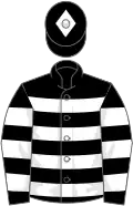 Black and white hoops, black cap, white diamond