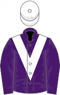Purple, white chevron and cap