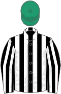Black and white stripes, emerald green cap
