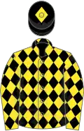 Yellow and black diamonds, black cap, yellow diamond
