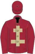 Maroon, Beige Cross of Lorraine