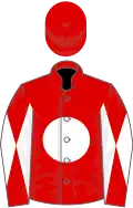 Red, white disc, diabolo on sleeves