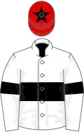 White, black hoop and armlets, red cap, black star