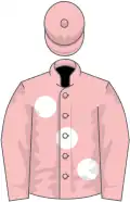 Pink, large white spots