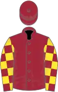 Maroon, maroon and yellow check sleeves