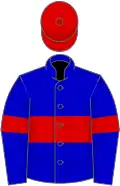 Blue, red hoop, blue, red hoop sleeves, red cap