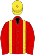 Red, yellow braces and cap