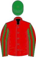 Red, green cap and striped sleeves