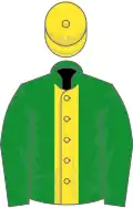 Green, yellow stripe, yellow cap