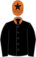 Black, orange collar, orange cap, black star