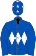 Royal blue, white triple diamond, white stars on cap