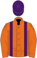 Orange, purple braces and cap