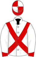 White, red cross belts and cuffs, red and white quartered cap