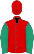 Red, emerald green 'TS' and sleeves